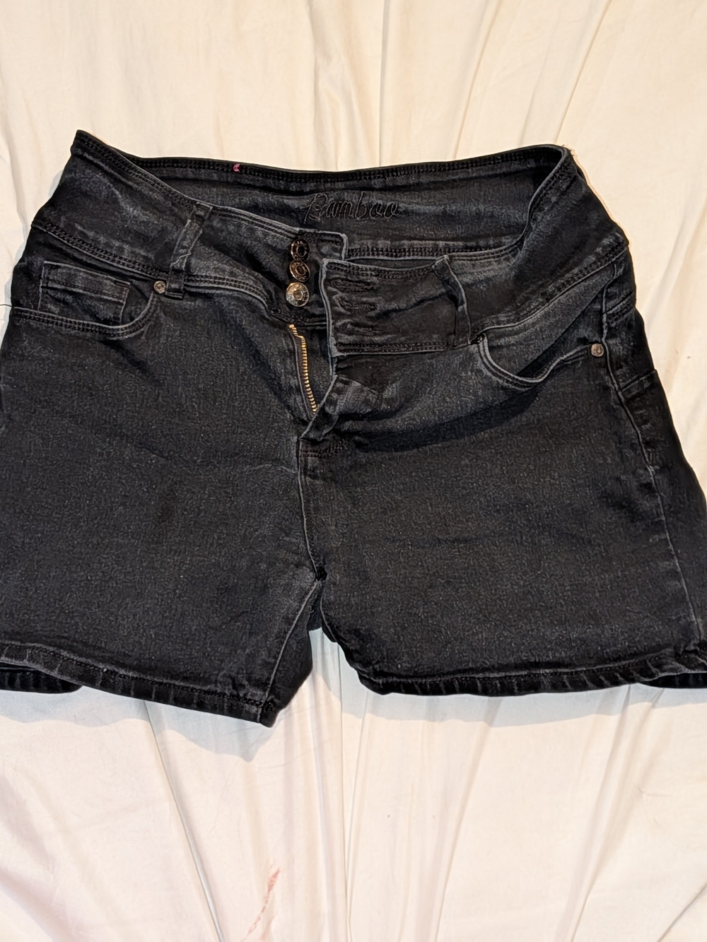 BAMBOO Black High-Waist Denim Shorts